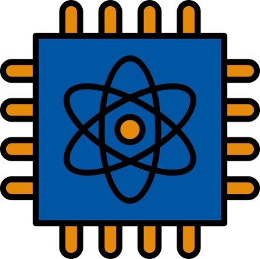 Kuantum hesaplaması. Web simgesi basit illüstrasyon