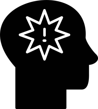 Ünlem işareti olan adam düz simge, panik konsepti, vektör illüstrasyonu