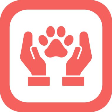 Hayvan bakımı, pençe izi simgesi basit illüstrasyon