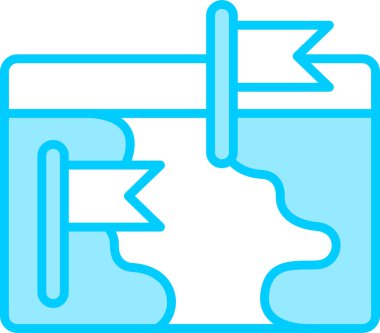 Bayraklar harita simgesi, vektör illüstrasyonu 