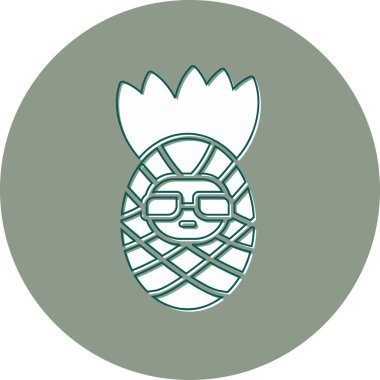 Gözlüklü sevimli ananas simgesi