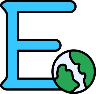 Yaratıcı büyük E harfi ve alfabe için toprak simgesi