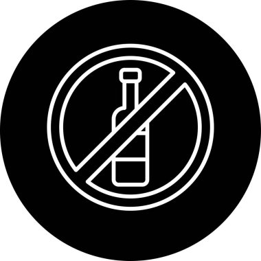 alkol yok, şişe simgesi, vektör illüstrasyonu
