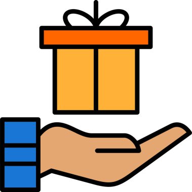 Elinde bir hediye. Web simgesi basit illüstrasyon