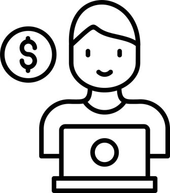 Serbest Çalışan. Web simgesi basit illüstrasyon