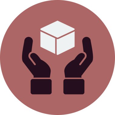 Dikkat ile tutuş işareti, eller küp simgesi, vektör illüstrasyonu 