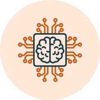 Yapay Zeka web simgesi, vektör illüstrasyonu