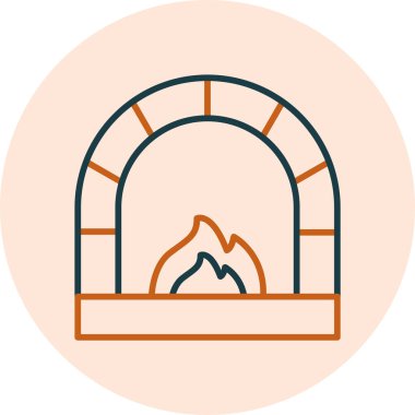 Şömine. Web simgesi vektör illüstrasyonu 