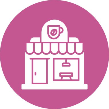 Kahve Dükkanı web simgesi, vektör illüstrasyonu