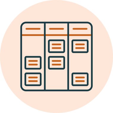 Kanban akış şeması doğrusal simgesi. Not simgesi olan tahta. İş akışı yönetimi. Çalışmalar devam ediyor. Program sistemi. İnce çizgili çizim. Contour sembolü. Vektör çizimi. Düzenlenebilir vuruş