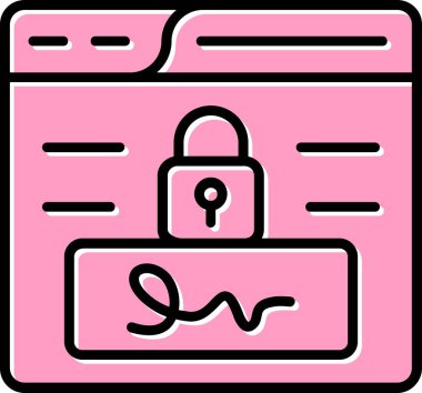 Elektronik İmza Web simgesi vektör illüstrasyonu