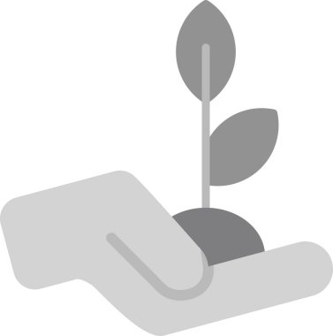 Bir filizlenme ikonu tutan el, ana hatlı stil 