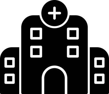 Hastane binası simgesi, vektör illüstrasyonu basit tasarım