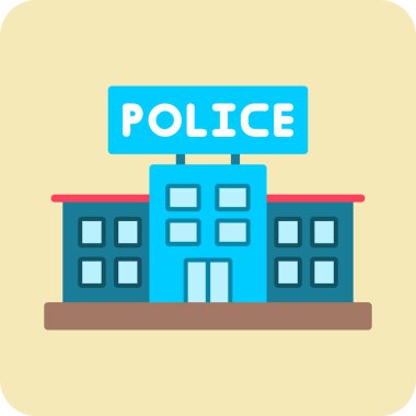 Polis binası ikon vektör illüstrasyonu