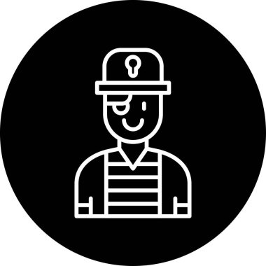 Korsan avatar simgesi, vektör illüstrasyonu 