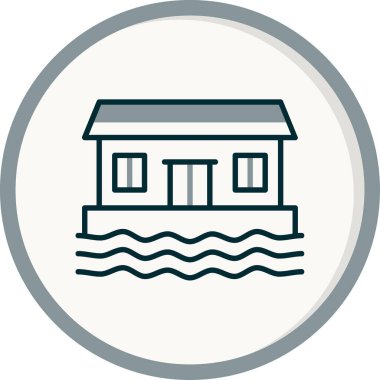Yüzen ev ikonunun vektör illüstrasyonu