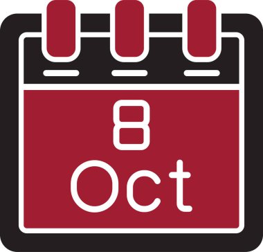 Ekim takvim simgesi tasarımı, web illüstrasyonu