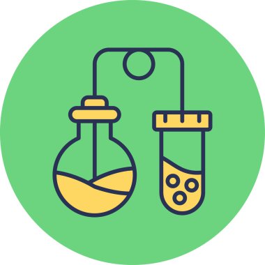 Tıbbi laboratuarda kimyasal reaksiyon, vektör tasarımı