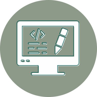 bilgisayar kodlama simgesi, vektör illüstrasyonu