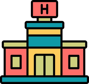 Hastane binası simgesi, vektör illüstrasyonu basit tasarım