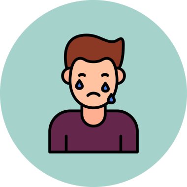 Üzgün ve ağlayan surat. Basit tasarım