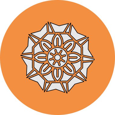 Basit mandala çizgisi, kutsal çiçek sembolü.