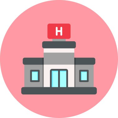 Hastane binası simgesi, vektör illüstrasyonu basit tasarım