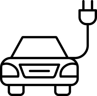 Soyut elektrikli araba grafiğinin düz çizimi.