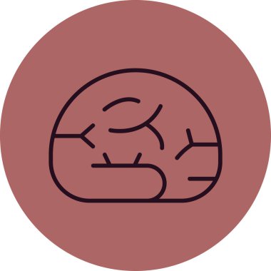 Beyin Simgesi Basit Vektör İllüstrasyonu 