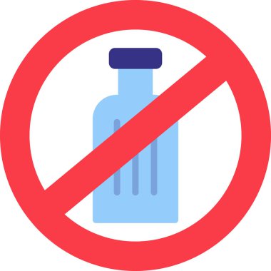 alkol yok, şişe simgesi, vektör illüstrasyonu
