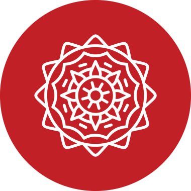 Mandala 'nın basit doğrusal çizimi, kutsal çiçek sembolü.