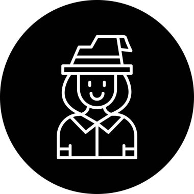 Kadın cadı simgesi vektör illüstrasyonu