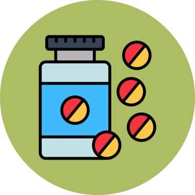 Aspirin hapları şişe ikon vektör çizimi