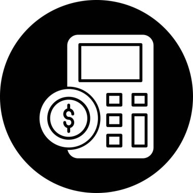 Ağ tabanlı bir simge soyut bir vektör hesap makinesi ve dolar çiziyor.