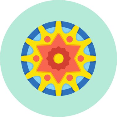 Mandala 'nın basit doğrusal çizimi, kutsal çiçek sembolü.