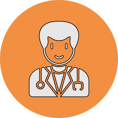 Erkek doktor simgesi, vektör illüstrasyonu 