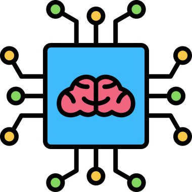 Yapay Zeka web simgesi, vektör illüstrasyonu