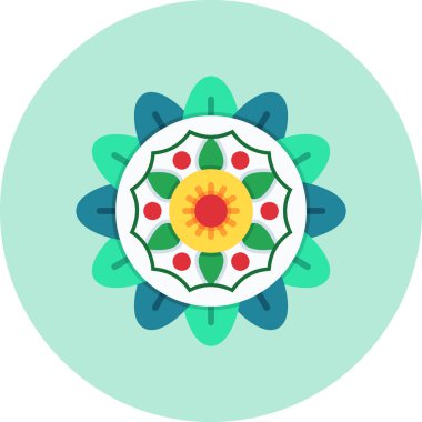 Mandala 'nın basit doğrusal resmi, kutsal çiçek sembolü.