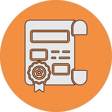 Sertifika simgesi ve vektör çizimi arkaplanda izole edildi