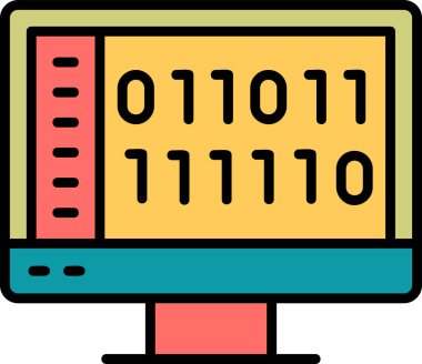 İkili Kod, Web simgesi basit illüstrasyon