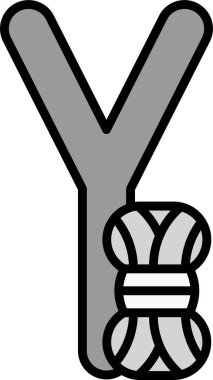 Ağ alfabesi için soyut düz renk Y harfi ve iplik işareti