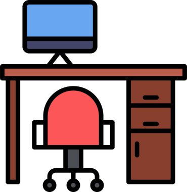 Beyaz arkaplanda izole edilmiş iş yeri simgesi ve vektör illüstrasyonu