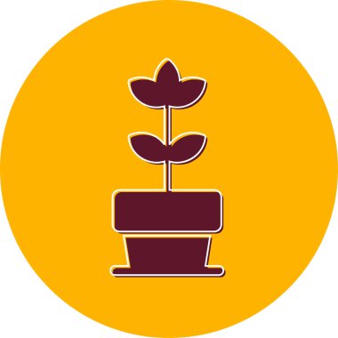 Çember simgesinde bitki. vektör illüstrasyonu