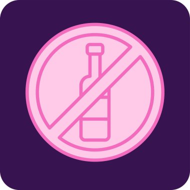 alkol yok, şişe simgesi, vektör illüstrasyonu