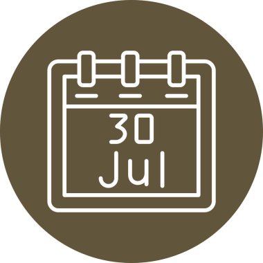 Temmuz takvim ikonu. vektör illüstrasyonu