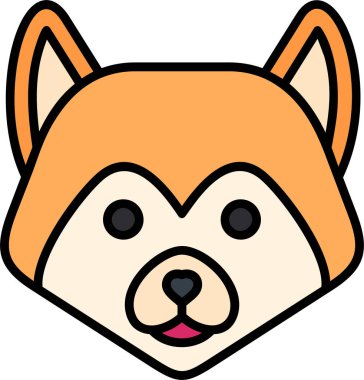 Akita köpek simgesi, basit vektör illüstrasyonu