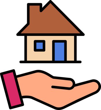 ev ve el simge vektör çizim