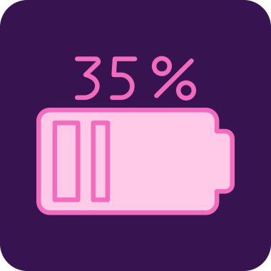 Pil Yüzdesi simgesi, vektör illüstrasyonu