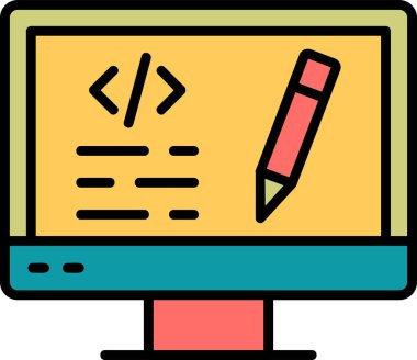 bilgisayar kodlama simgesi, vektör illüstrasyonu