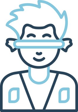 İnsanoğlunun fütürist Google 'lar taktığı basit çizgi çizimi, siber punk konsepti